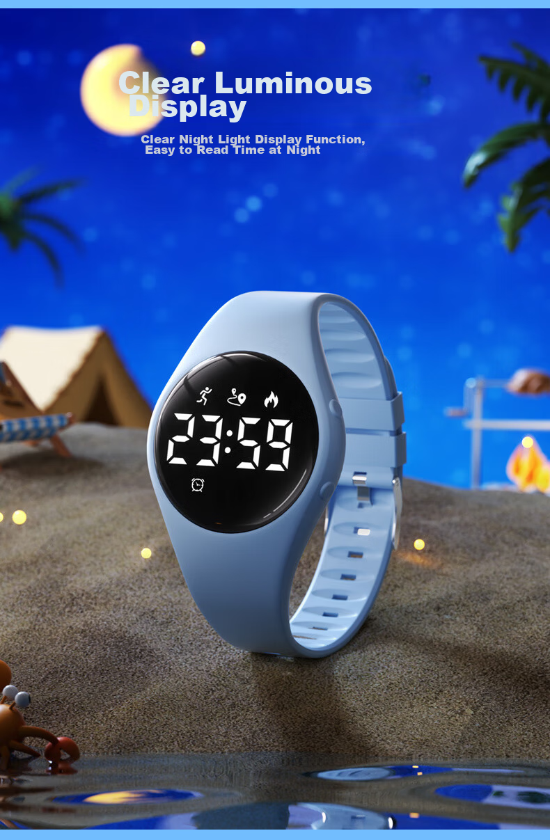 Koshi Silent Vibration Alarm Clock Student Watch Swimming Waterproof Junior High School Boys Kids Electronic Exam Watch 6