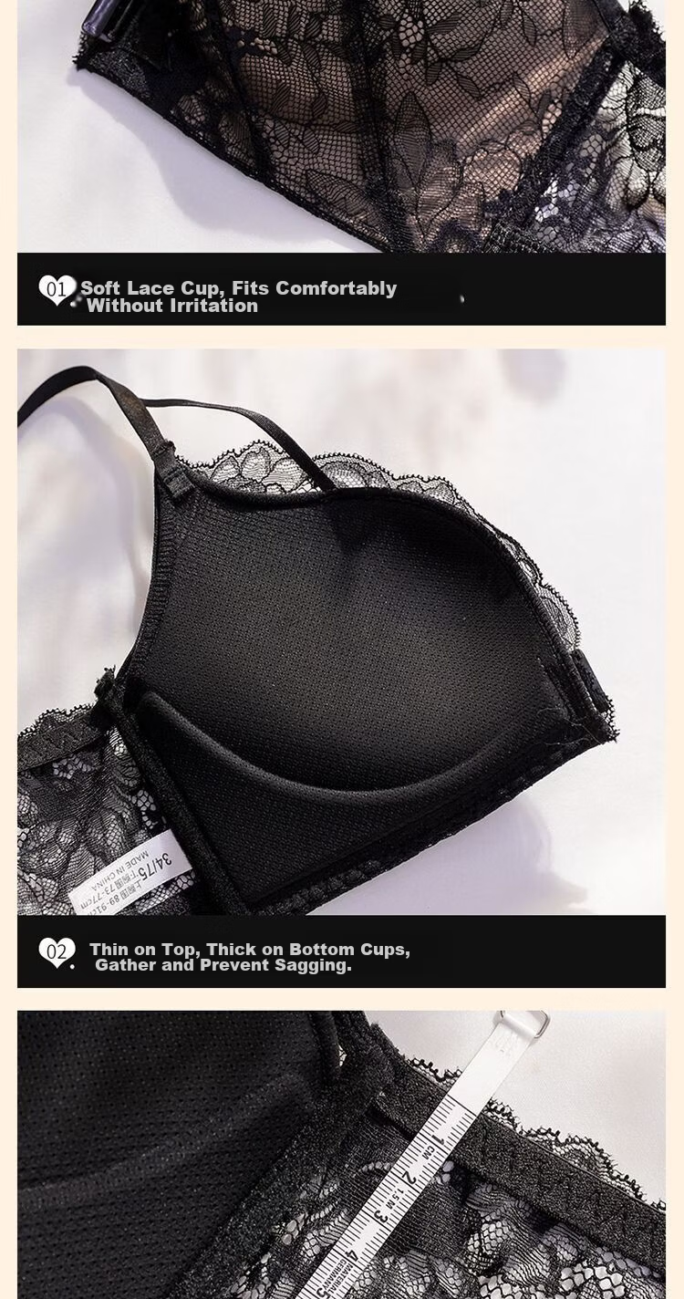 BONAS Sexy Front Closure Backless Bra Set for Women Wireless Push-Up Large Size Pure Desire Style Premium Gift 13