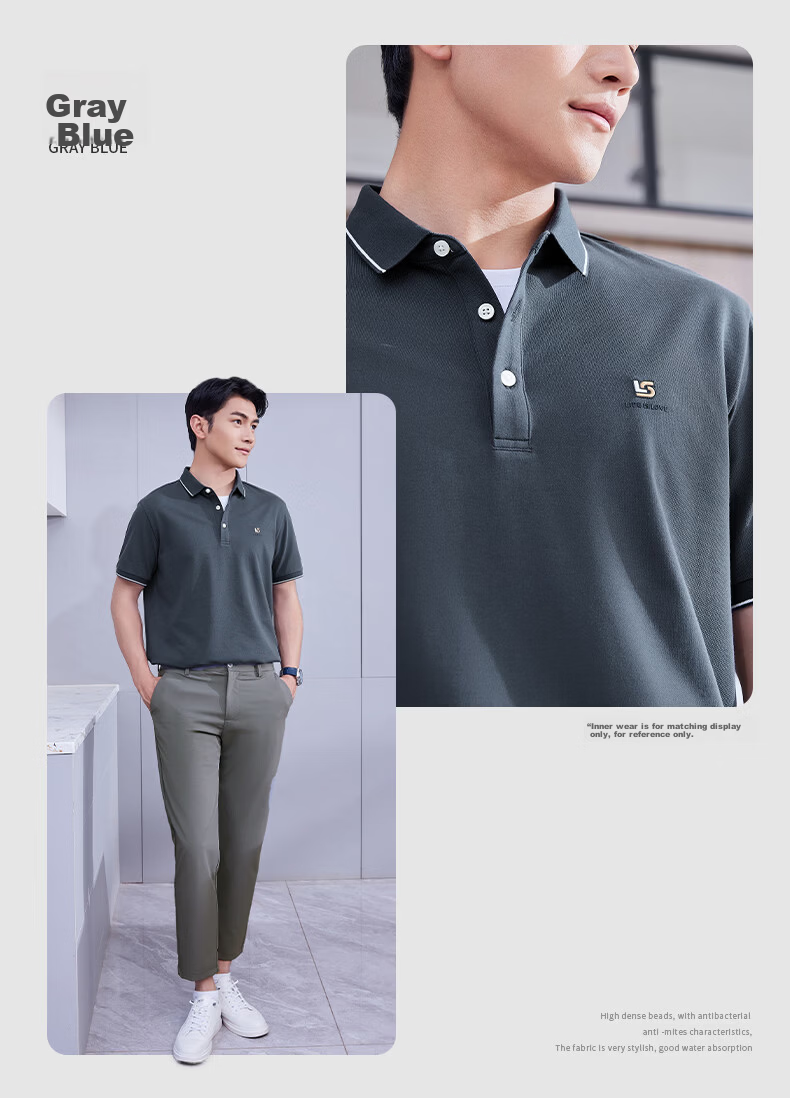 Laxton Men's Short Sleeve Summer Polo Shirt Antibacterial Moisture-Wicking Breathable Cooling Anti-Curling Navy Blue S 19