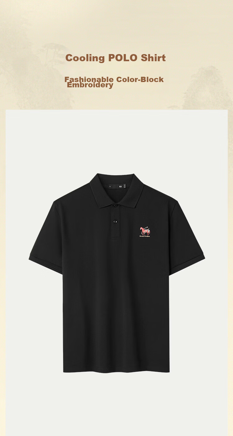 HLA Hailan Home Men's Polo Shirt 2026 New Year Dunhuang Series Cool Embroidered Short Sleeve Summer 3