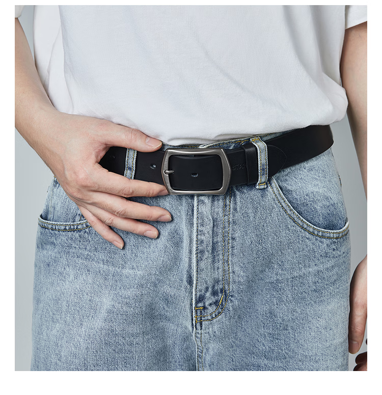 BOSTANTEN Minimalist Korean Style Men's Casual Leather Belt with Pin Buckle, Trendy and Versatile Waistband for Men, Perfect Birthday Gift for Boyfriend 14