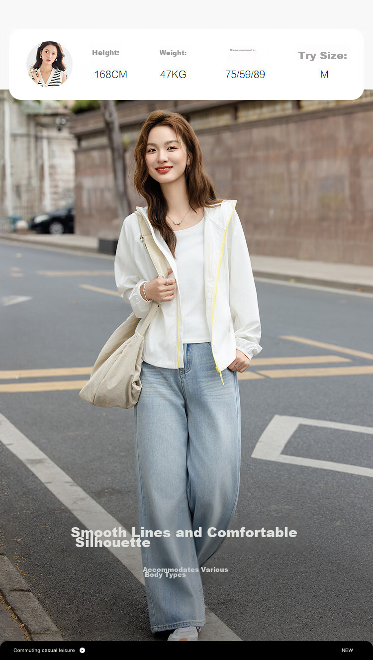 Demana Antibacterial Anti-Mite Summer UPF50+ Sun Protection Outdoor Hooded Loose Slimming Jacket for Women Premium Feel 9