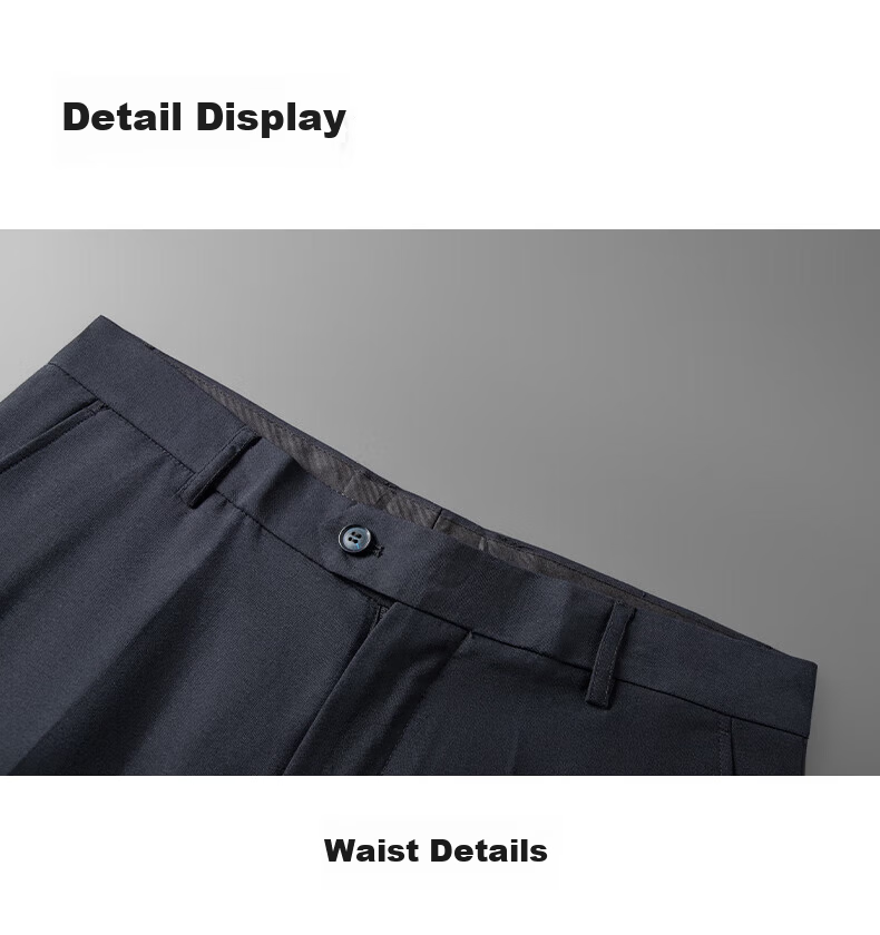 ROMON Men's Four-Season Business Casual Wrinkle-Resistant Dress Pants Black 34 22