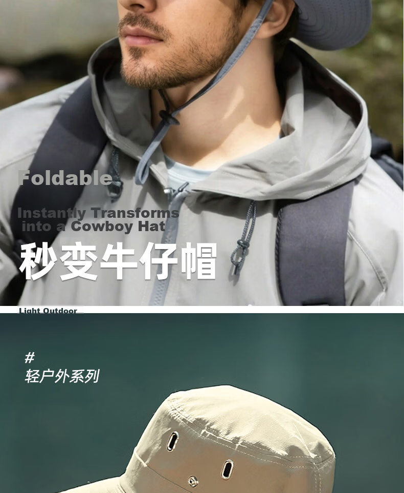 Romon Men's Fisherman Sun Protection Hat Summer Outdoor Breathable Sunshade Cap for Mountaineering Fishing Hiking UV Protection Wide Brim 9