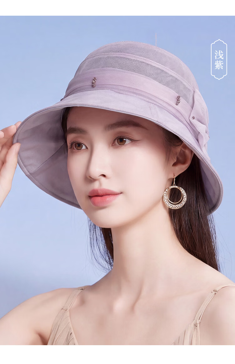 Shanghai Story Women's Silk Sun Hat Spring Summer Mulberry Silk UV Protection Sun Hat Beige Mom Gift 9