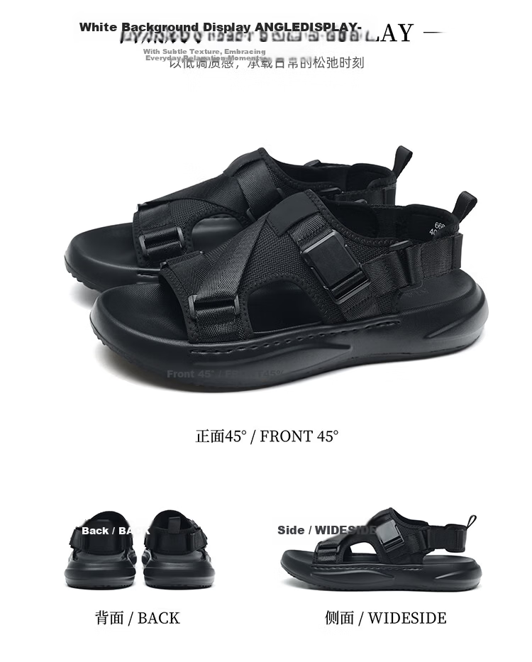 Mark Fairwhale Men's Sandals Summer 2026 New Beach Shoes Thick Sole Simple Casual Slippers Outdoor Black Size 38 12