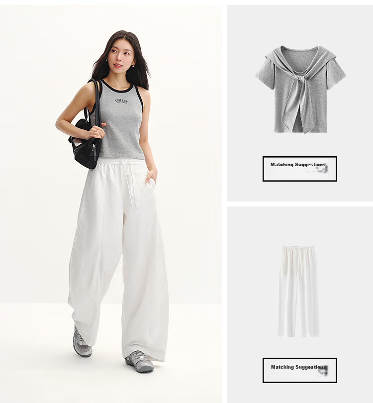 Semir Women's Casual Summer Sun-Protective Moisture-Wicking Textured Panel Loose Wide-Leg Pants 2026 Long Trousers 109326127012 12