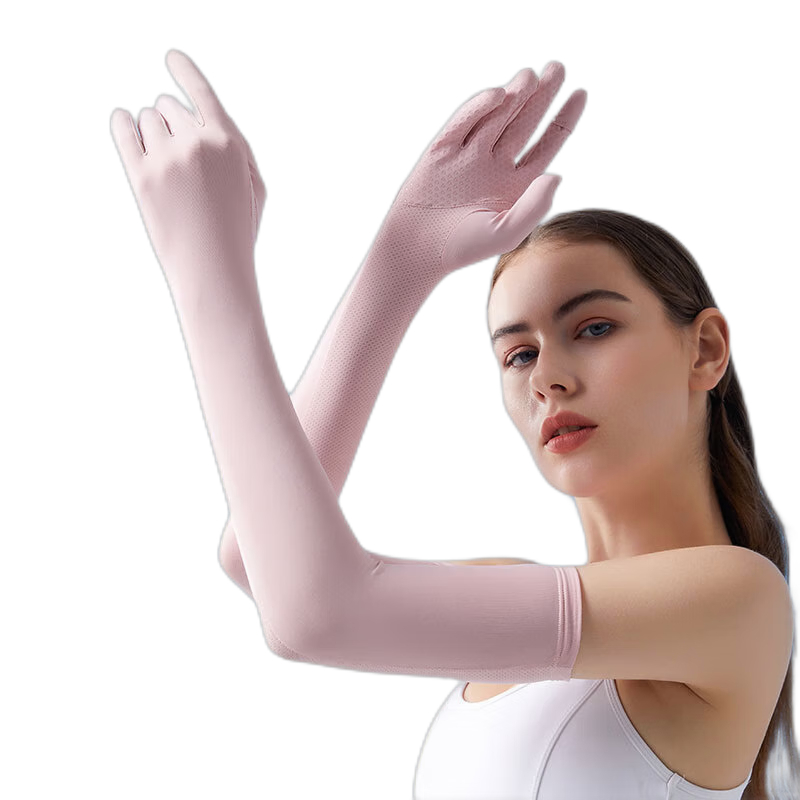 Jian Cai Sunscreen Gloves for Women Summer Extended Thin UV Protection Non-Slip Full Finger Touchscreen Cycling Sunshade Ice Silk Sleeve Covers