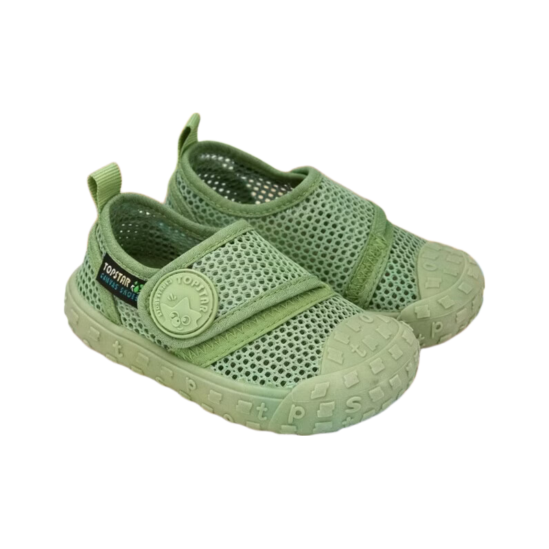 TOPSTAR 2026 Summer New Kids Sandals Girls Indoor Kindergarten Soft Sole Canvas Shoes Boys Green Size 24