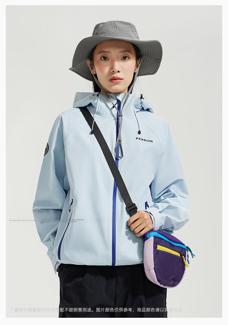 Penguin x Camel Collaboration Scale-Pattern Waterproof Outdoor Hiking Jacket Unisex Baby Style 36