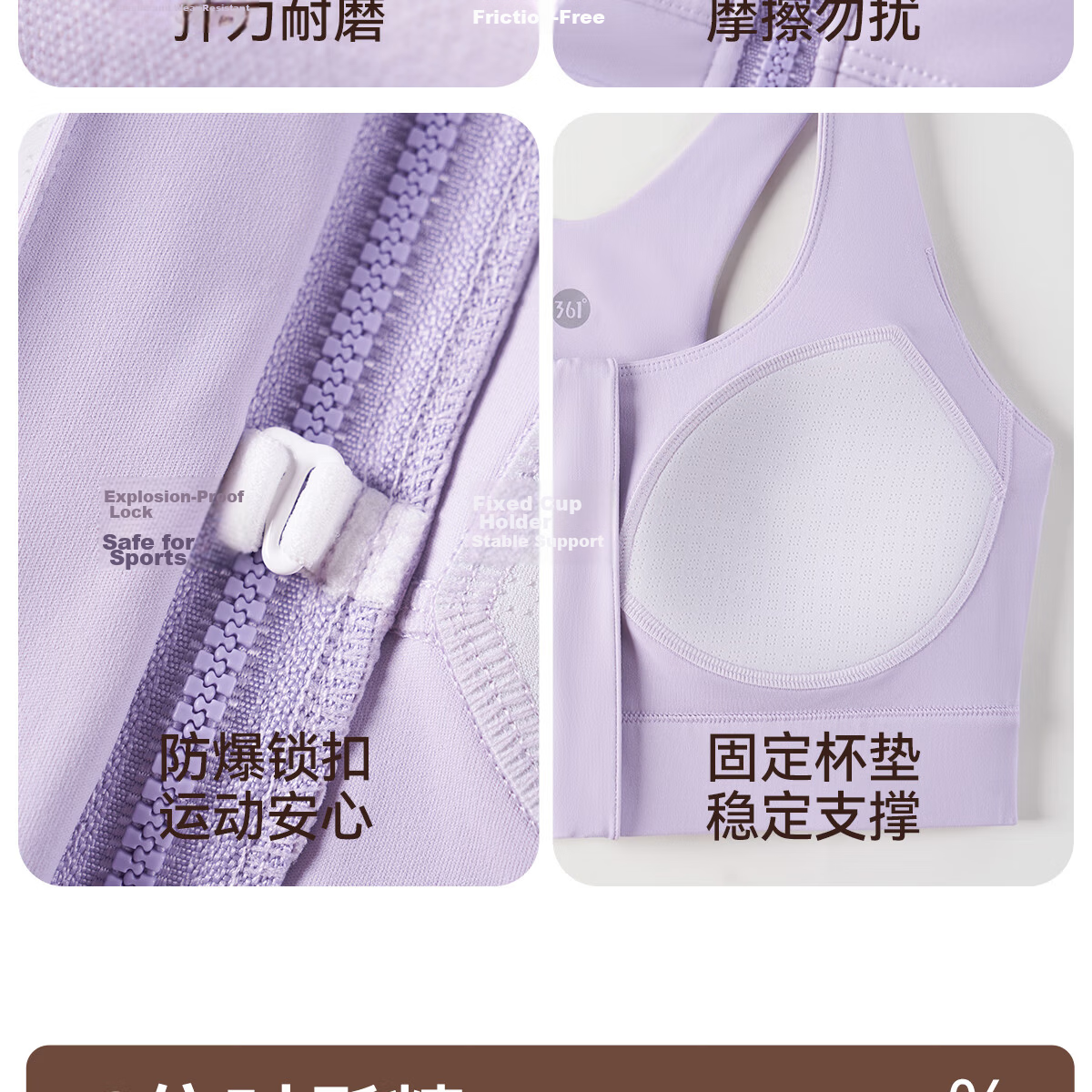 361° Sports Bra Shock Absorption High-Intensity Front Zipper Plus Size Yoga Bra Fitness Anti-Sagging Yoga Tank Top 14
