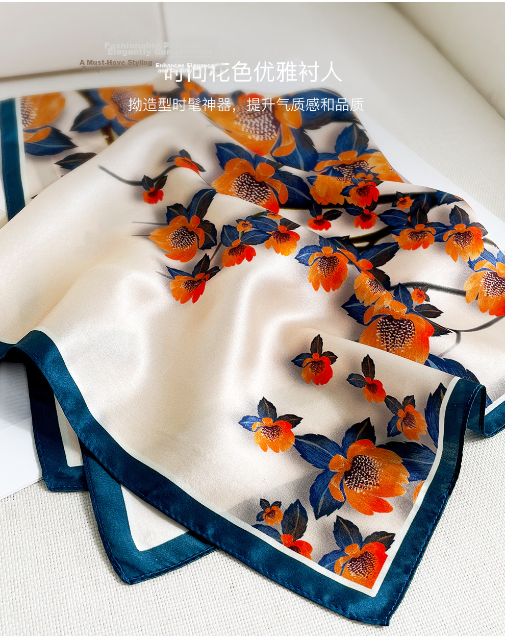 Hangsilu Silk Scarf for Women, Square Scarf, Lightweight Mulberry Silk Neck Scarf, Birthday And Holiday Gift for Mom, Teacher, Or Friends 4