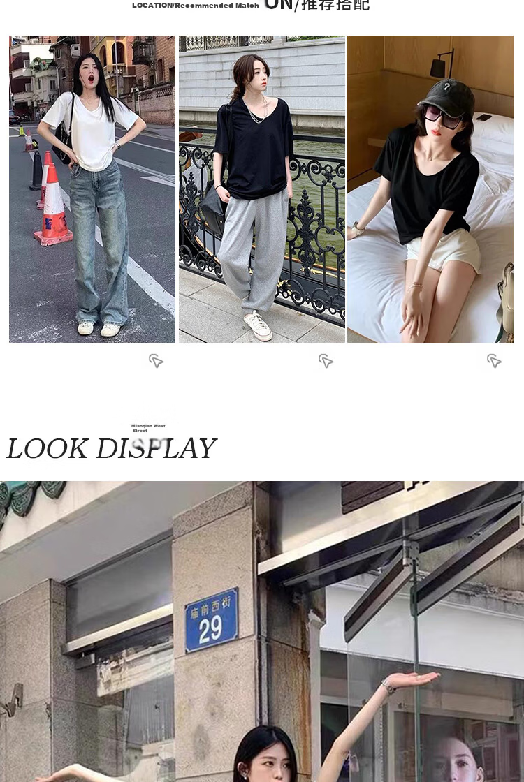 Langsha Lazy Style Short Sleeve T-Shirt for Women Spring Summer Slim Fit Casual Base Layer New Style 4