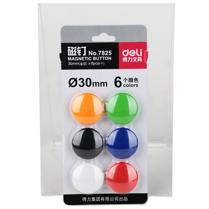 Deli 30mm Mixed Color Whiteboard Blackboard Writing Board Magnetic Pins Whiteboard Accessories, 6 Pieces/card, 7825