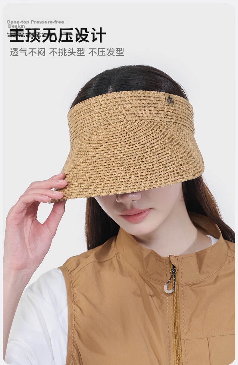 MISSION UV Sun Protection Hat Women’s Sunshade Hat Open-Top Straw Hat Summer Outdoor Face-Covering UV Protection Cap 3