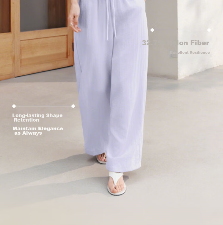 Semir Women's Casual Summer Solid Texture Ruffled Wide-Leg Loose Draped Pants 2026 Wide-Leg Trousers 109326127015B 14