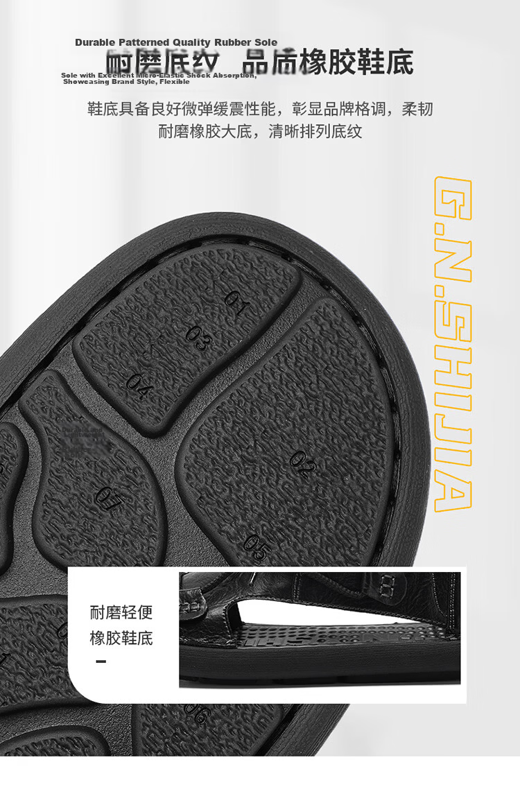 G.N.Shi Jia Leather Sandals for Men, Summer New Style Breathable Hollow Beach Shoes, Soft-Soled Outdoor Casual Slippers, Versatile Commuter Men's Shoes 7