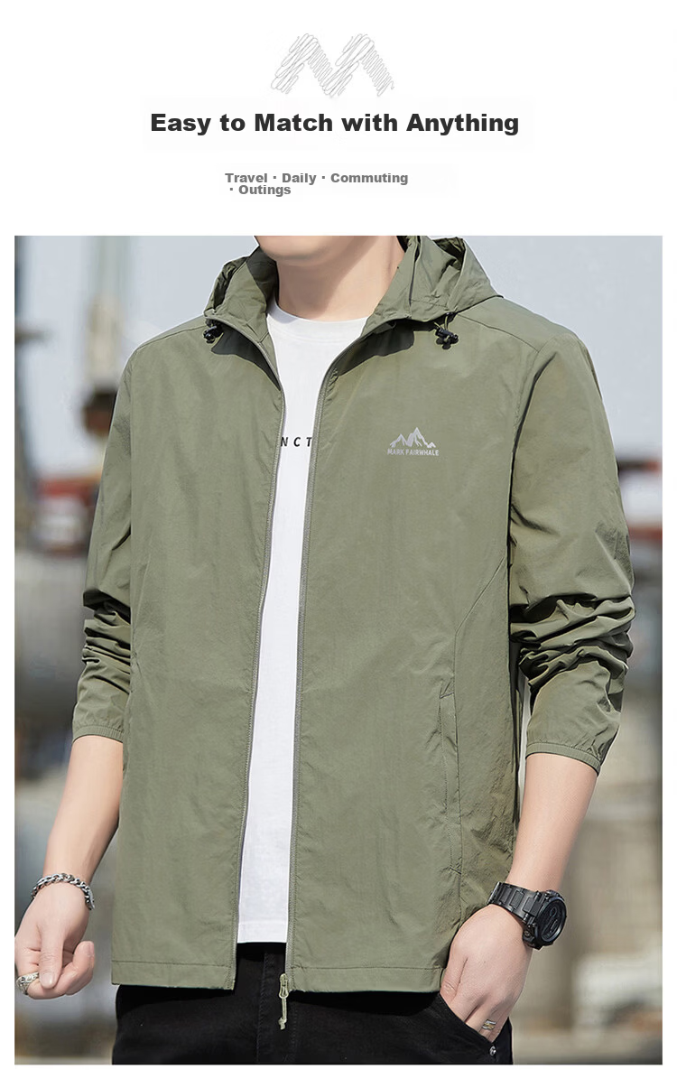 MARK FAIRWHALE Ice Silk Sun Protection Clothing for Men, Summer UV-Resistant UPF50+, Lightweight Outdoor Fishing Jacket for Me 7