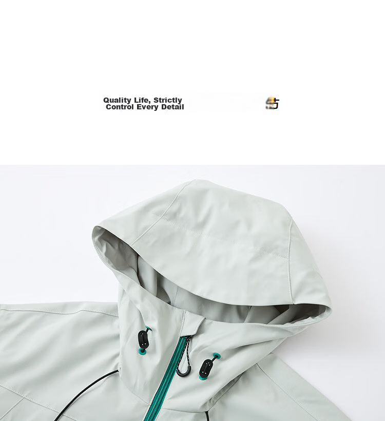 Demana [Three-Proof Black Technology] Spring Outdoor Windproof Hooded Color-Block Zipper Velcro Loose Fit Petite Women's Jacket 14