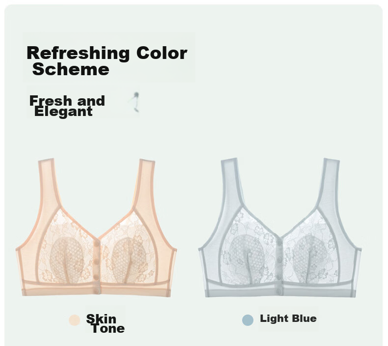 Langsha Mom Women's Underwear Middle-aged Bra Front Buckle Bunny Ear Cup Plus Size Vest Summer Thin Breathable Bra 9