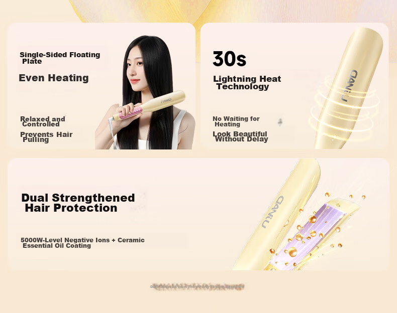Danju 618 Price Guarantee Large Wide Flat Iron Dual-Use Straight and Curly Hair Negative Ion Anti-Scald Hair Care Long-Lasting Styling Fast Heating Hair Straightener Gift for Girlfriend 6