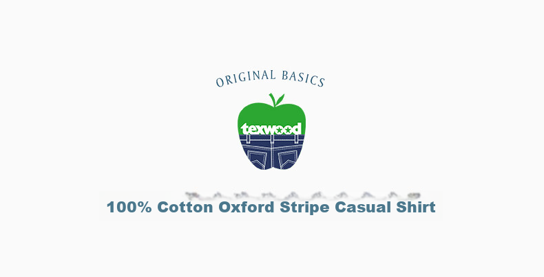 Texwood Deshiwo Apple Standard Shoulder Men's Long Sleeve Striped Casual Shirt Blue S 1