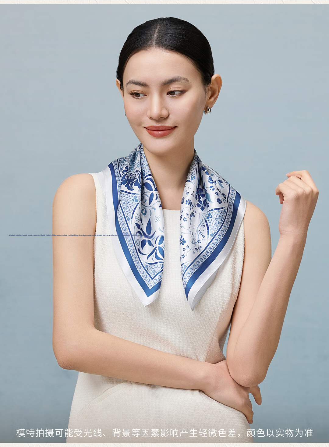 Shanghai Story 100% Mulberry Silk Printed Small Square Scarf Gift for Elders, Mom, and Girlfriend 13
