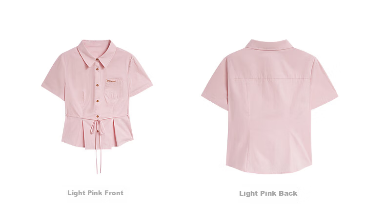 INMAN 100% Xinjiang Cotton Simple Tie-Waist Short Sleeve Shirt 2026 Summer New Embroidered Top White S 29