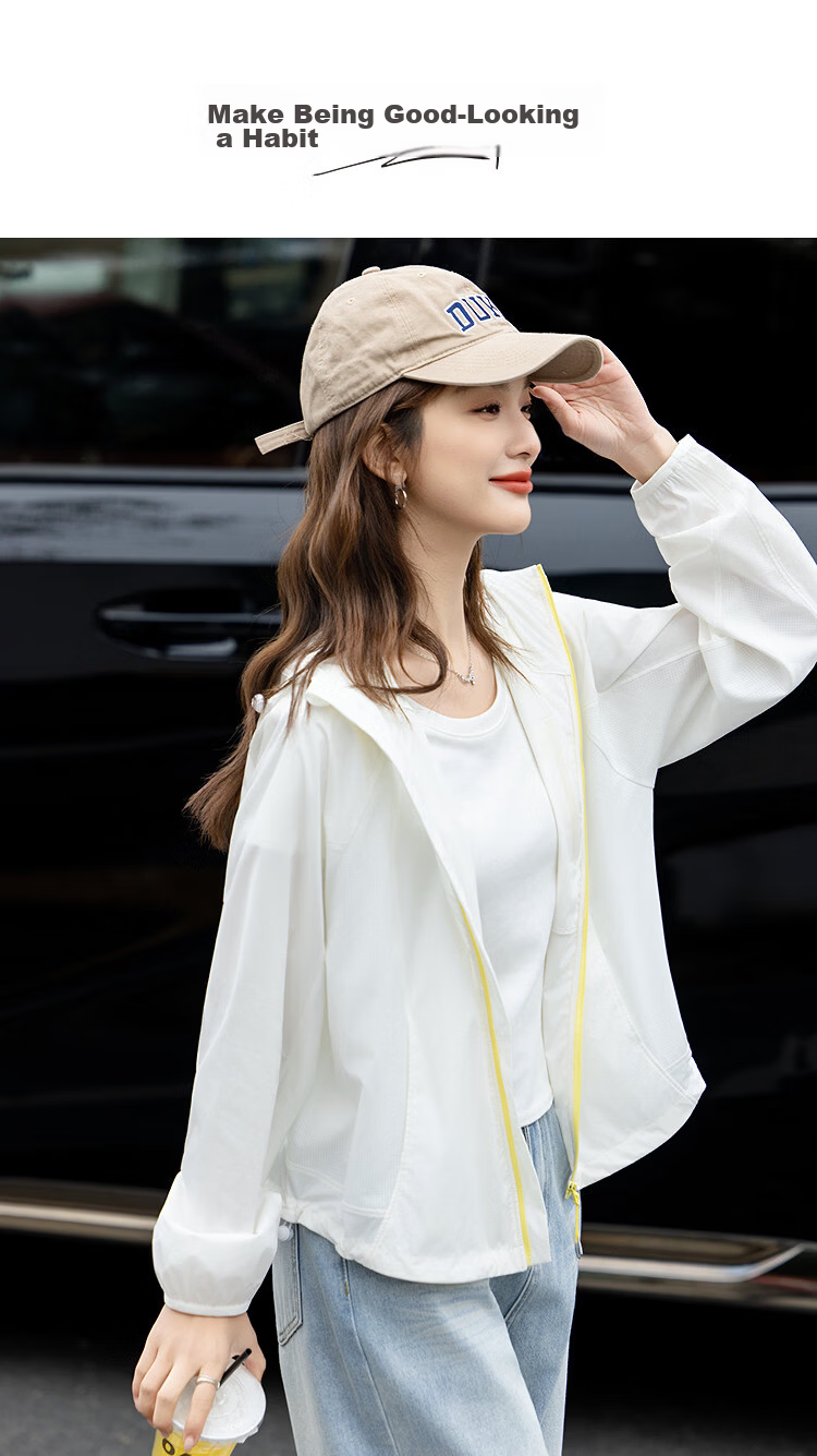 Demana Antibacterial Anti-Mite Summer UPF50+ Sun Protection Outdoor Hooded Loose Slimming Jacket for Women Premium Feel 1