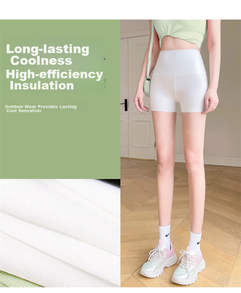 LangSha Women's Summer New High-Waist Slimming Ice Silk Seamless Shark Shorts Three-Quarter Yoga Cycling Base Shorts 9