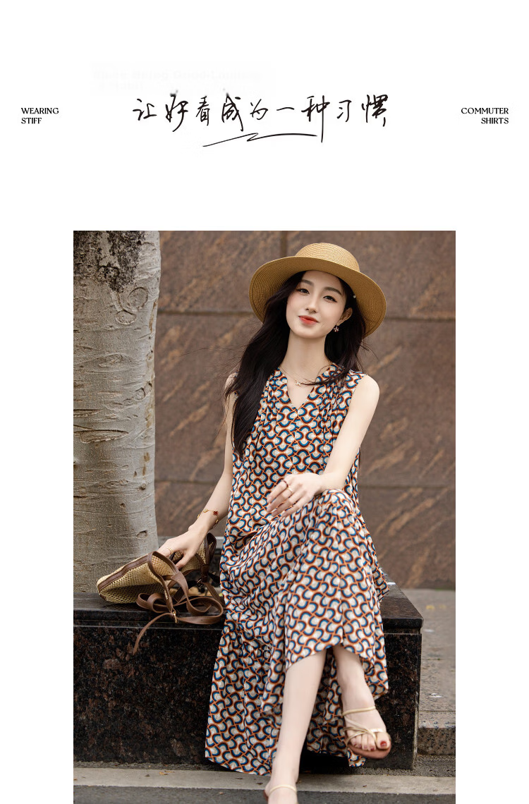 Demana Sweet Urban Summer Lazy V-Neck Chiffon Sleeveless Loose Slim A-Line Dress for Petite Women 12