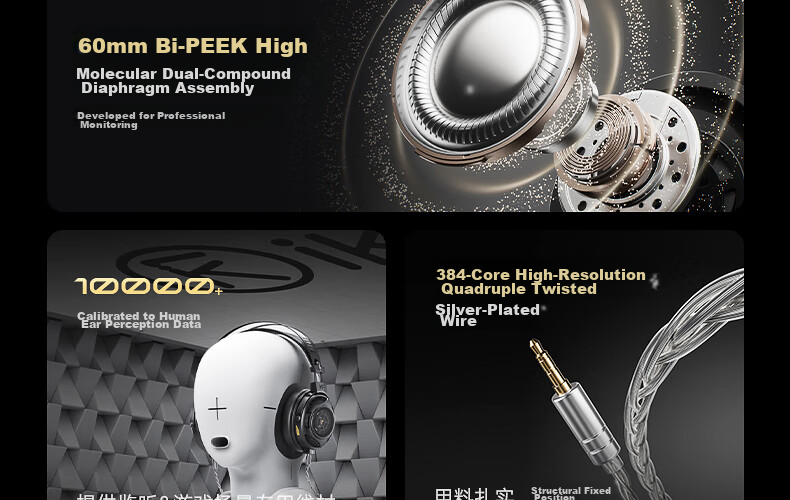 IKF VP7 [KNA Collaboration DiTing Set] Wired HiFi Gaming Headset Over-Ear Esports Headphones Valorant Special Edition Birthday Gift for Boyfriend Carbon Black 9