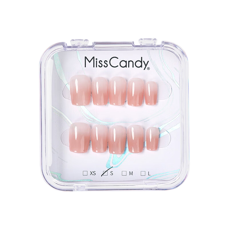 Miss Candy Pure Handmade Nail Stickers, Short Wearable Nails, One-Second Application, Reusable, Cream Peach SG020-M Size
