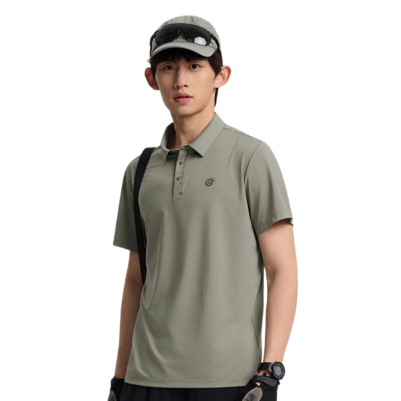 TECTOP Men's Breathable Outdoor Sports Ice Silk Cooling Polo T-Shirt Short Sleeve Bamboo Green XL