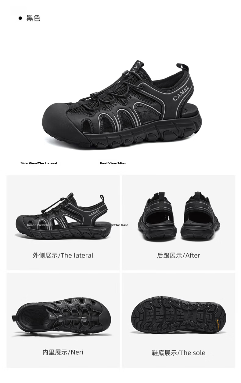 CAMEL Summer Breathable Anti-Kick Slip-On Outdoor Hiking Casual Sports Sandals G16M076036 Green/Black Size 44 18