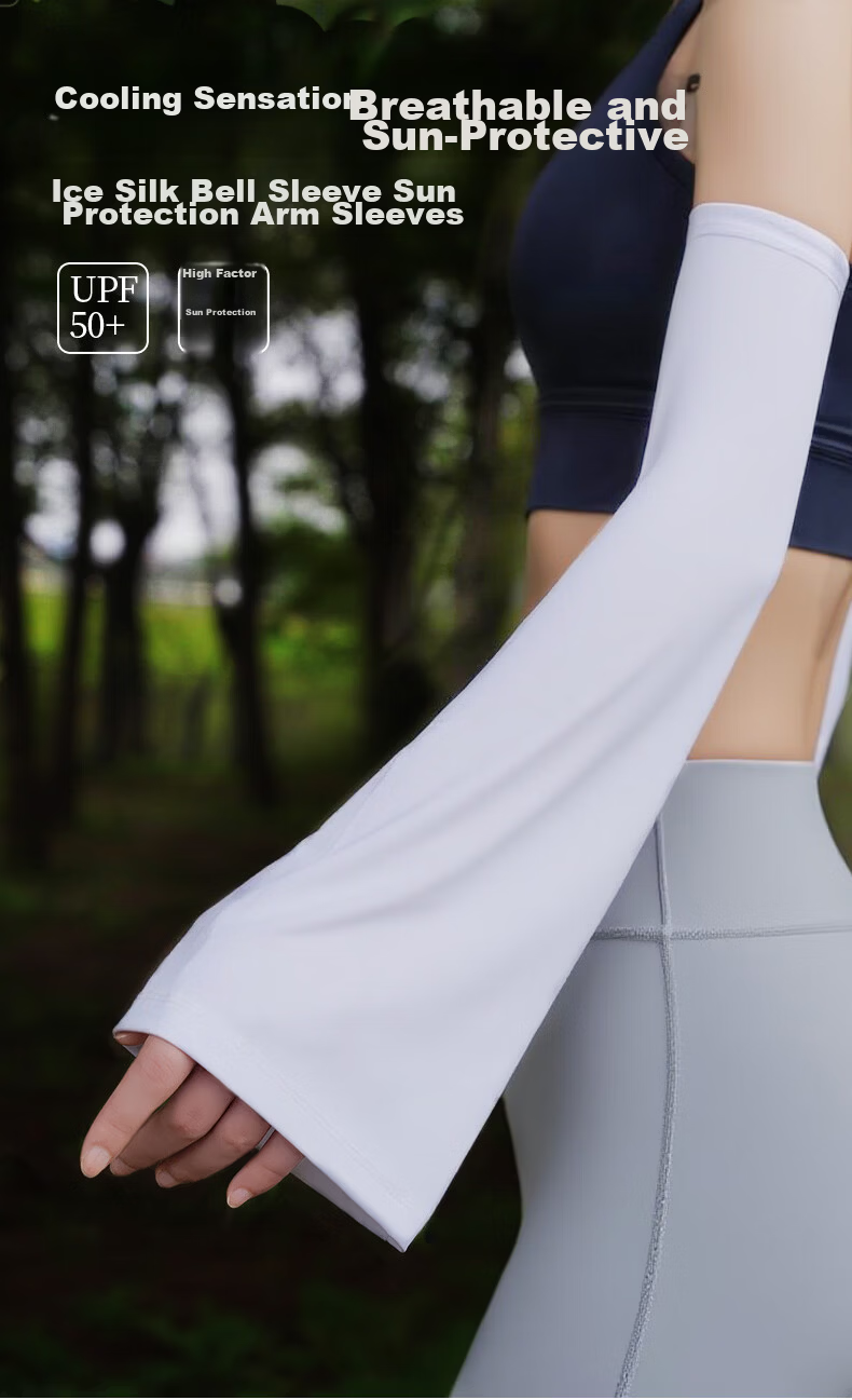 CACUSS Sunscreen Ice Silk Arm Sleeves UV Protection Loose Fit Sleeve Covers for Men and Women Couples Cycling Driving Arm Guards White 1