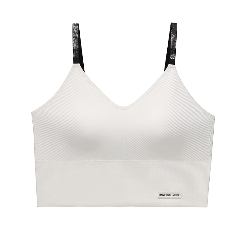 Manifen Seamless Padded Strap Mid-Length Vest Women Integrated V-Neck Wireless Bra Beautiful Back Inner Wear