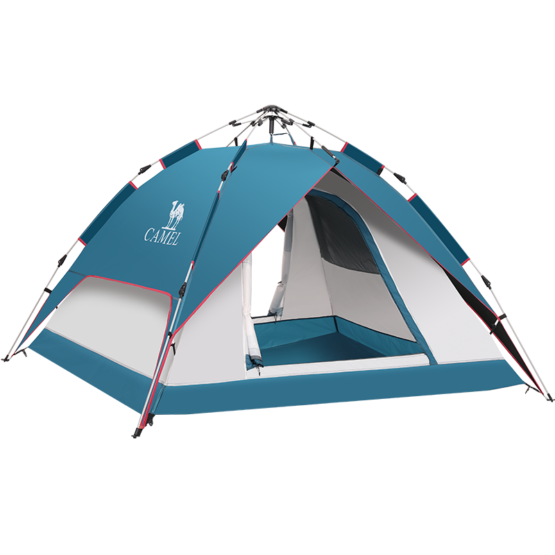 CAMEL Outdoor Black Gel Tent, Portable Folding Fully Automatic Thickened Camping Tent for Two People, Sun Protection And Rain Protection, A111-3 Deep Blue Color