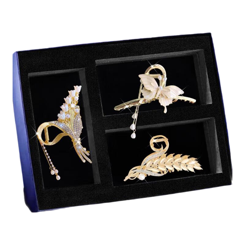 Dijing Wheat Ear Hair Clip, High-End Women's Hair Accessory, 2026 Style Tassel Clip, Shark Clip for Back of Head, Birthday Gift for Wome