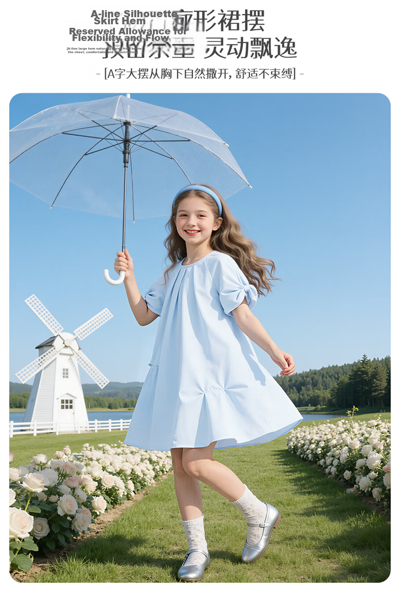 Disney Kids Cute Girls Dress 2026 Summer New Forest Style Princess Cartoon Cotton Children's Dress 6