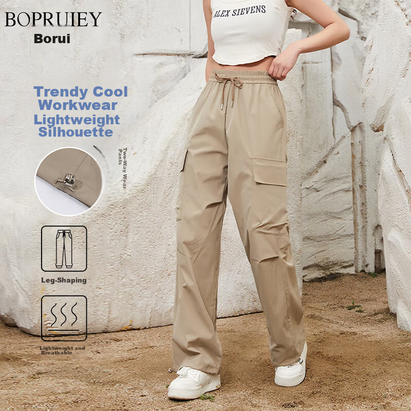 Borui Women's Work Pants 2026 Summer Outdoor Sports Tactical Straight-Leg Jogger Couple Paratrooper Casual Pants