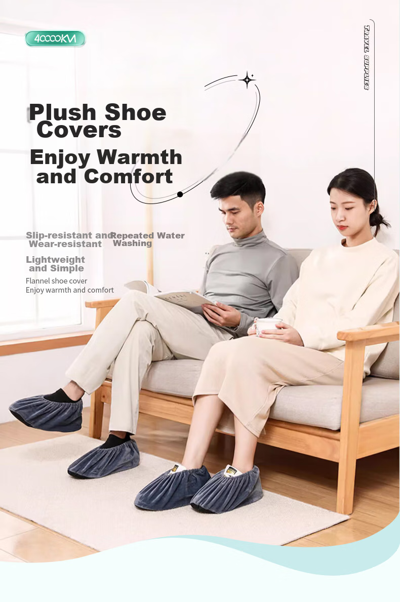 Siwangongli Velvet Shoe Covers, Home Fabric Thickened Non-Slip Wear-Resistant, for Machine Room Indoor Students And Adults Foot Covers, SW2324 2