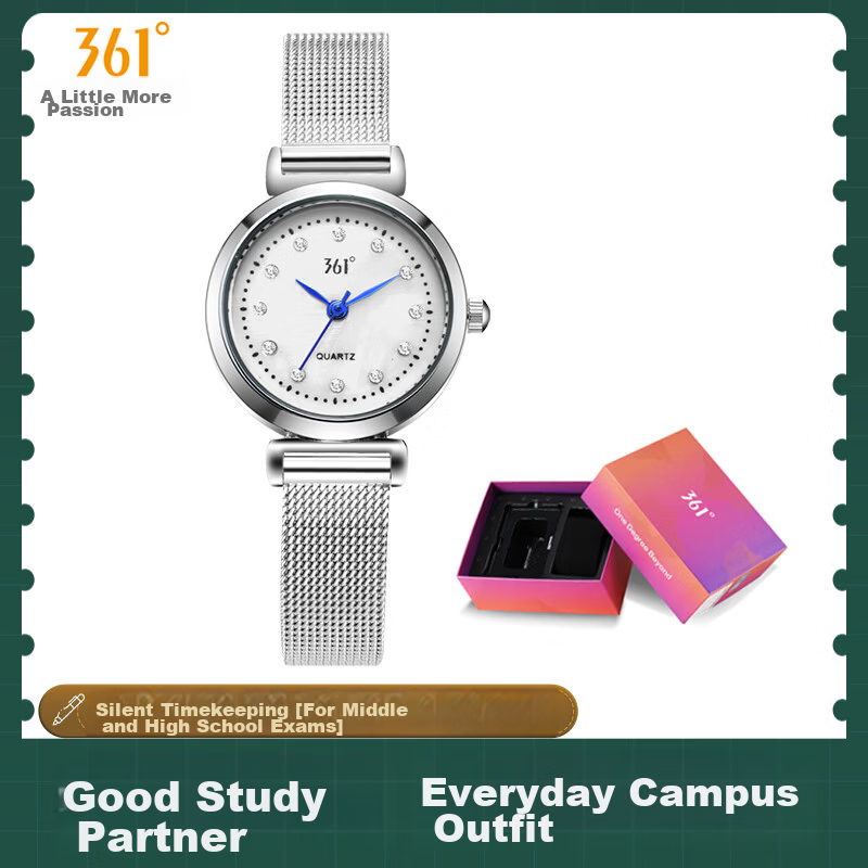361° Vintage Ins Style Small Round Dial Rhinestone Watch Niche Romantic White-collar Minimalist Fashion Commuter Wristwatch Silver