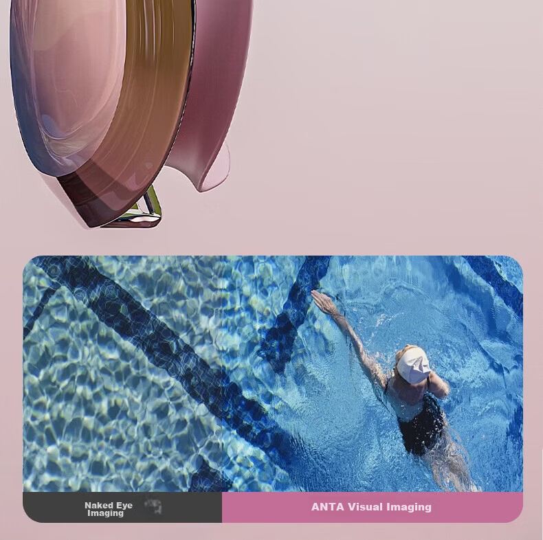 ANTA Water Eye 2.0 Honey Swim Goggles for Women HD Anti-Fog Waterproof Stylish Blue-Pink Flat Lens 10