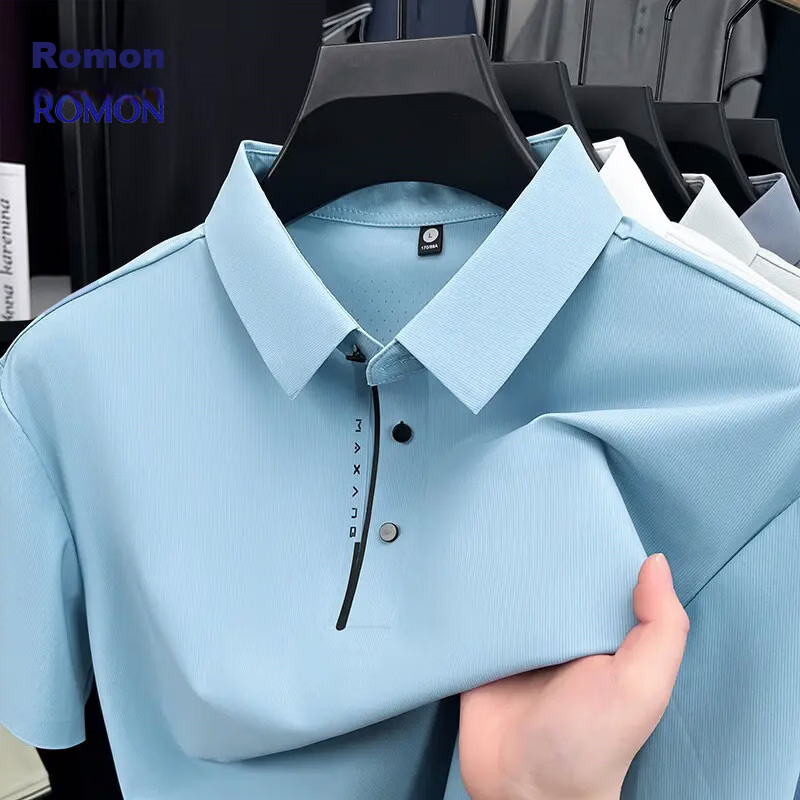 ROMON Ice Silk Sun Protection Polo Shirt Summer Men's Thin Cool Quick-Dry Fashion Casual Youth Short Sleeve T-Shirt