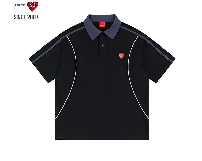 Charles Heart Summer Business Casual Patchwork Short Sleeve Polo Shirt Unisex Pure Cotton Versatile Couple Light Heather Gray M 5