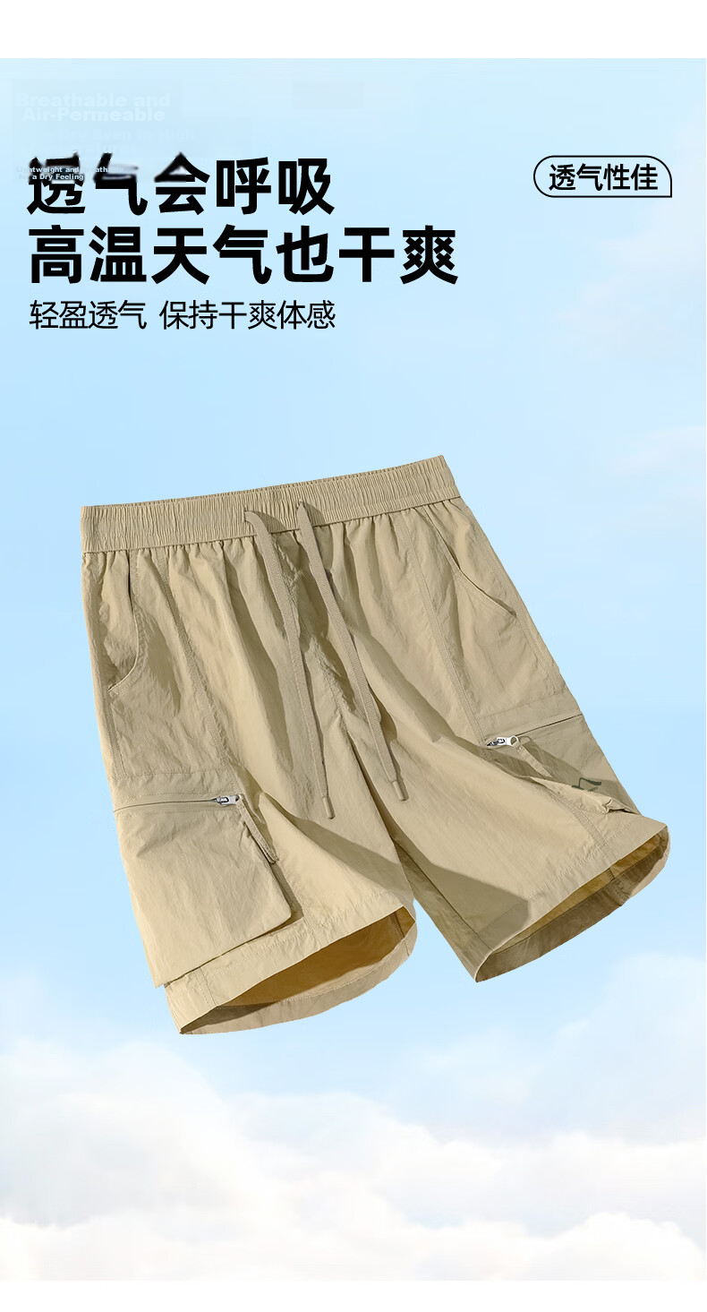 Baleno Men's American Style Workwear Shorts Summer New Loose Casual Japanese Trendy Five-Point Thin Breathable Pants 4