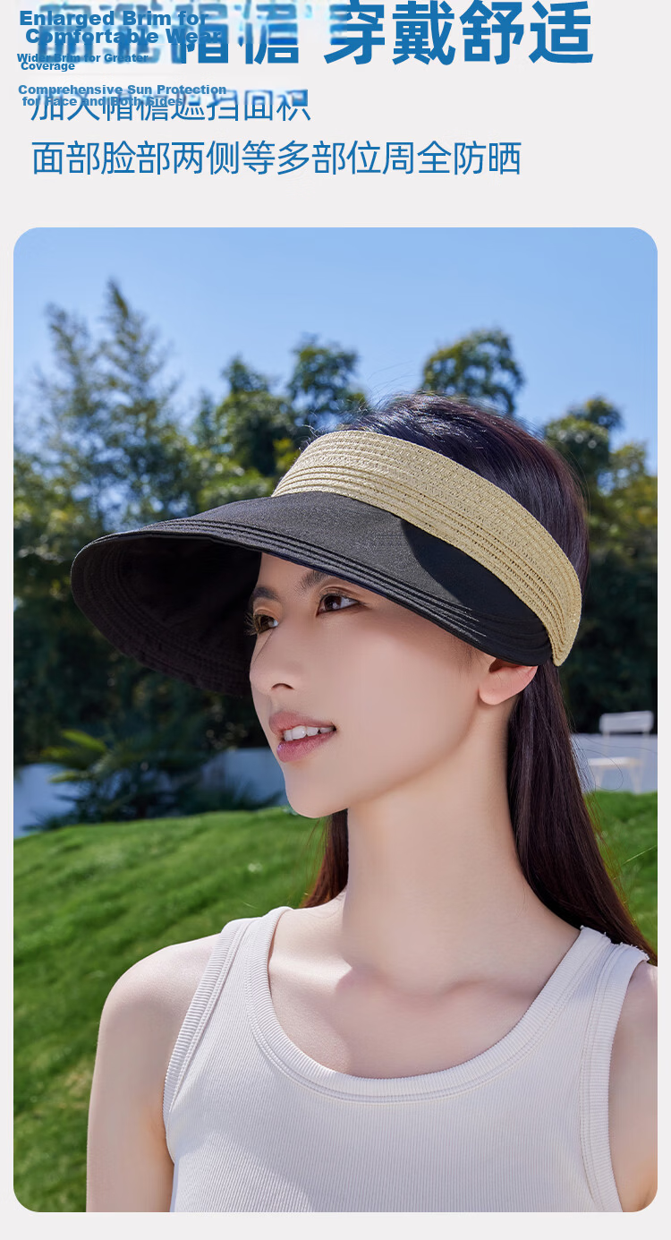Romon Women's Sun Protection Hat UV Protection Wide Brim Face Cover Cycling Outdoor Open Top Sun Hat 2