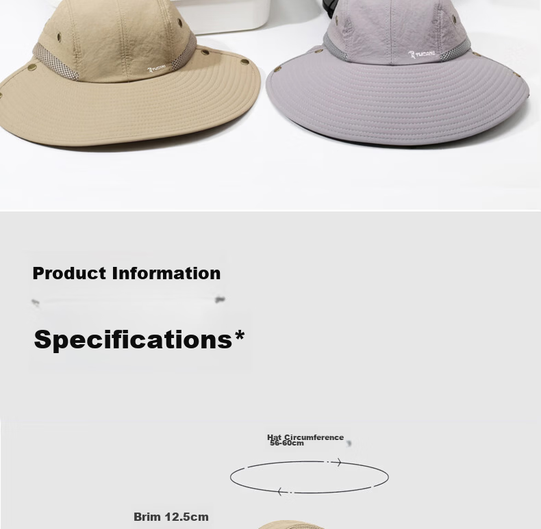 TUCANO Men's Summer Sun Protection Hat Outdoor Fishing UV Protection Sun Hat Neck Guard Large Brim Bucket Hat 18