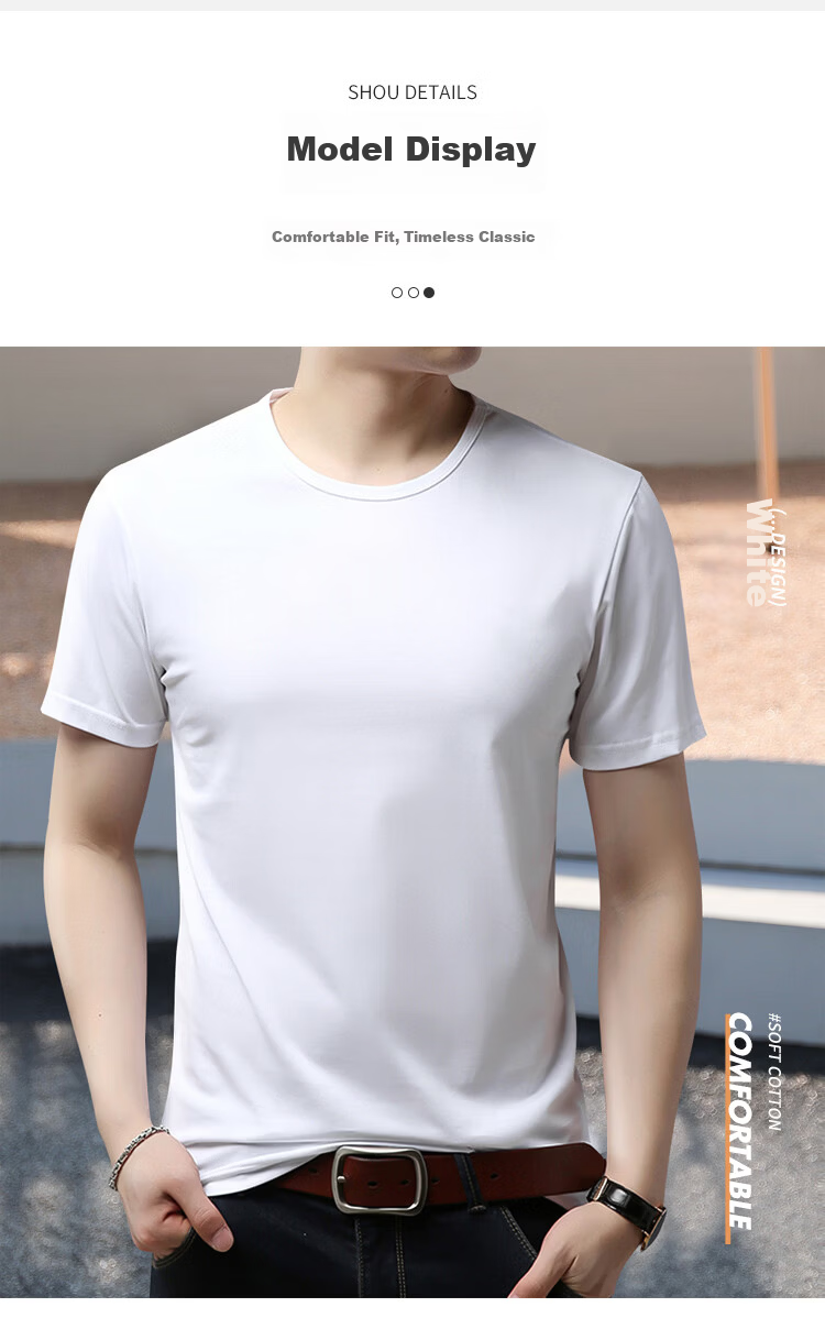 Yiershuang Men's T-Shirt Pure Cotton Crew Neck Short Sleeve Summer Basic Solid Color Undershirt Sweatshirt 6-Pack 10